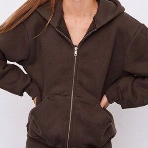 NWT Set Active Zip Up Hoodie in Espresso Size Medium